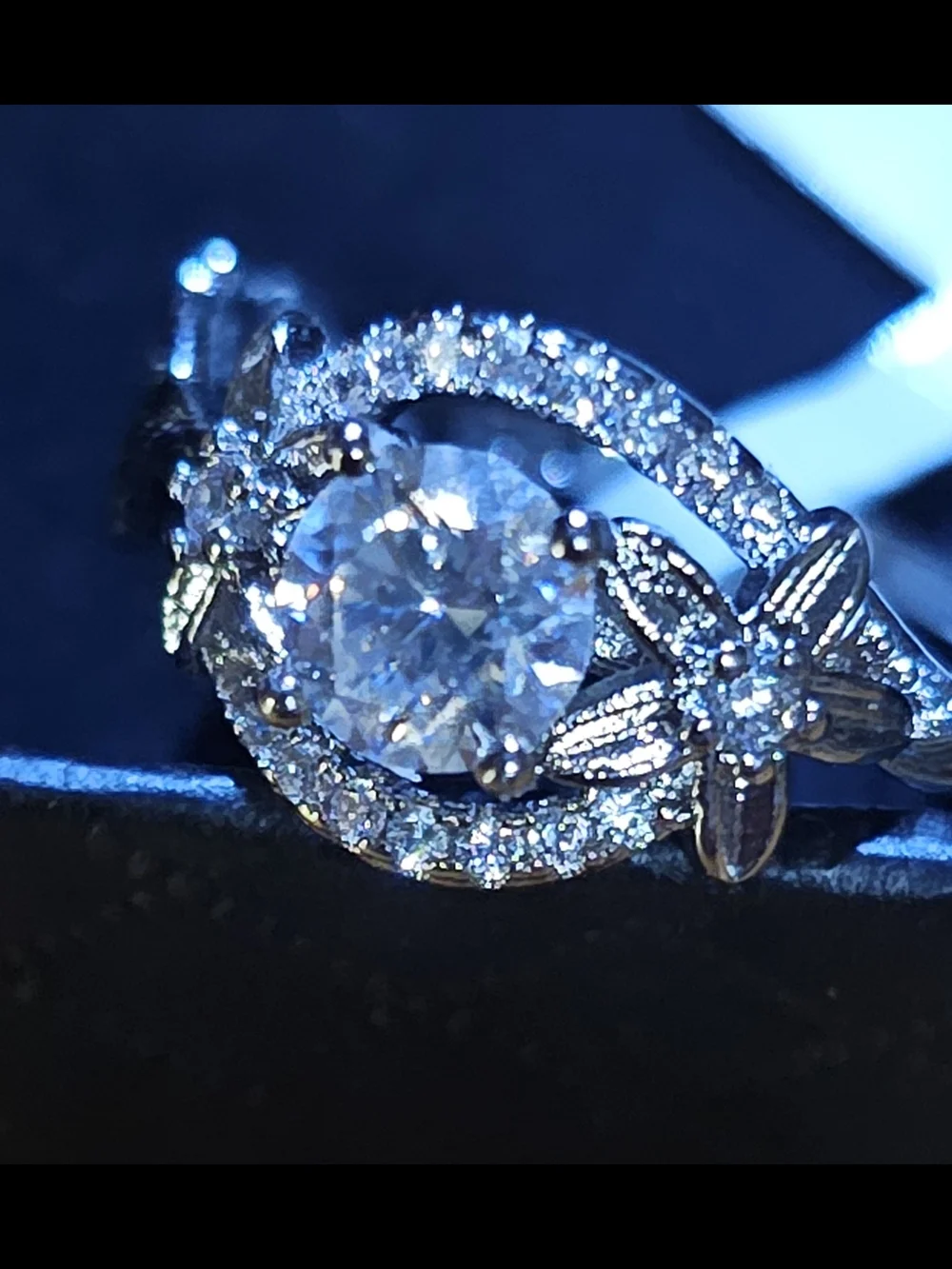 Ornate Halo Moissanite Ring Whimsical S925